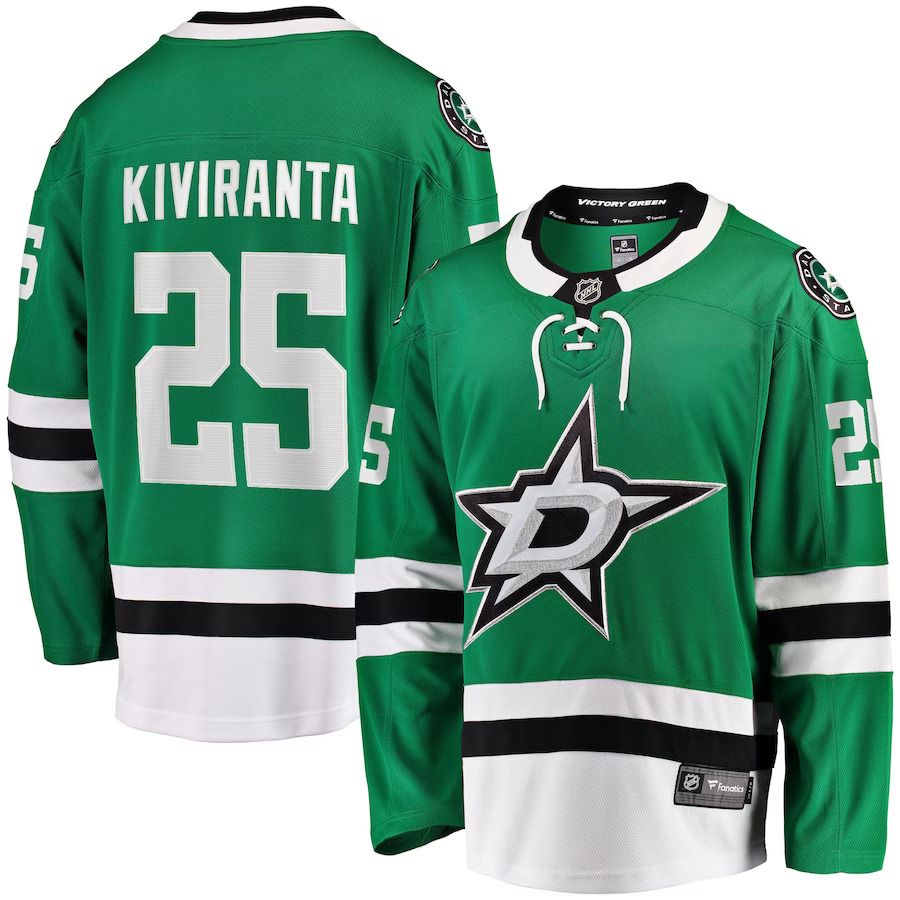 Men Dallas Stars #25 Joel Kiviranta Fanatics Branded Kelly Green Home Breakaway NHL Jersey